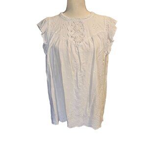 Torrid White Ruffle Sleeve Eyelet Shirt Women's 2X